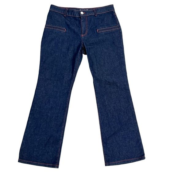 Altuzarra Jeans IT42 dark wash contrast red stitch US 6 made in Italy - Picture 1 of 13